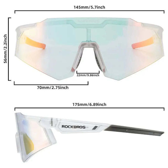 Rockbros Cycling Glasses with White Frame & Photochromic Lenses