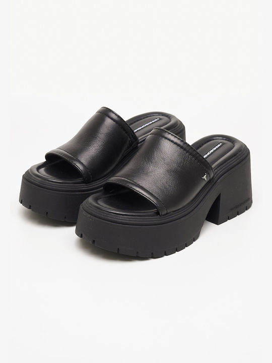 Windsor Smith Chunky Heel Leather Mules Black