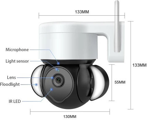 Sectec ST-426 IP Überwachungskamera Wi-Fi Full HD+ 5MP Wasserdicht mit Zwei-Wege-Kommunikation und Objektiv 3.6mm