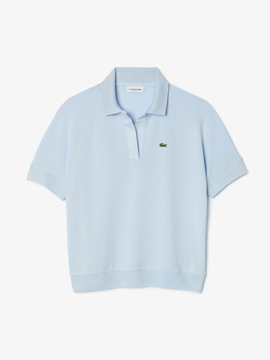 Bluză polo pentru femei Lacoste Flowy Pique albastru deschis