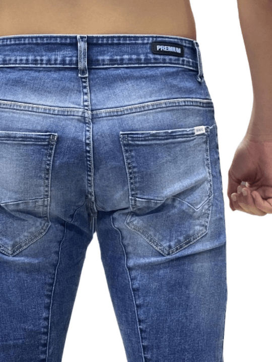 Ανδρικό Παντελόνι Τζιν Ελαστικό με Slim Εφαρμογή Blue