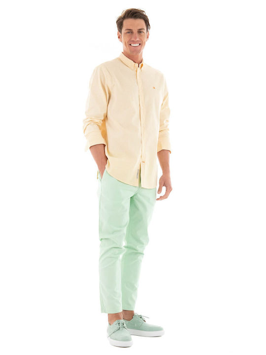 Scotch & Soda Essential Men's Shirt Long Sleeve Striped Yellow