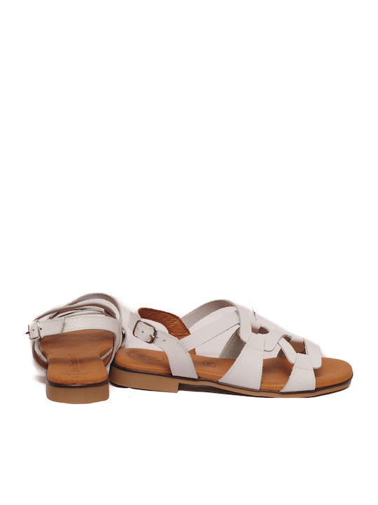 Leder Flache Sandalen für Damen in Weiß Farbe