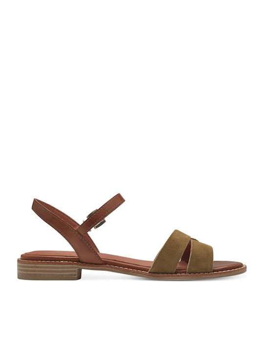 Flache Sandalen für Damen in Khaki Farbe