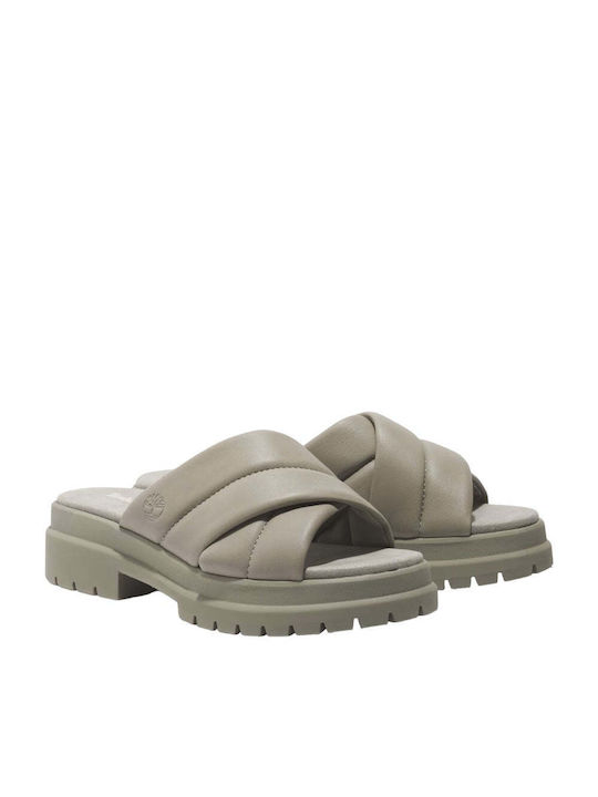 Timberland London Vibe Leather Women's Flat Sandals in Beige Color