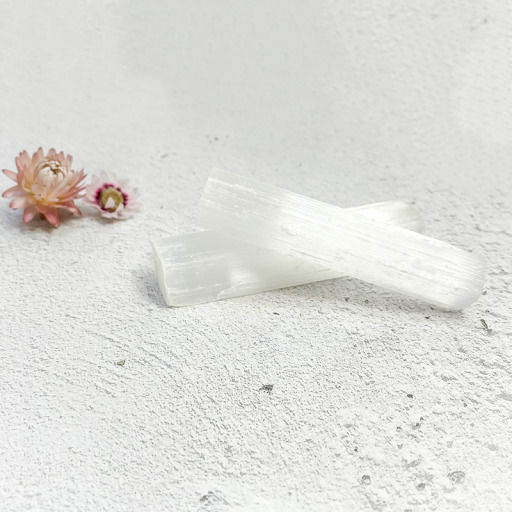 Ancient Wisdom Rod from Natural White Selenite Stone 10cm in White Color