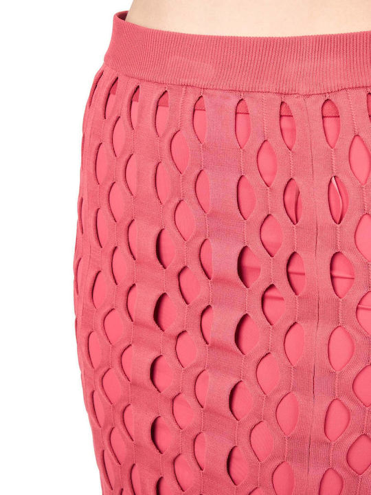 Gonna Hoch tailliert Midi Rock Rosa