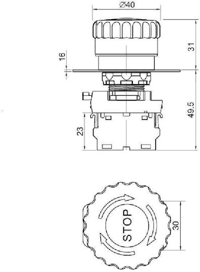 Tracon Electric Μπουτόν Βιομηχανικού Τύπου NYG3-ETR