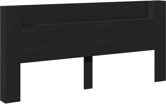 vidaXL Tăblie De Pat Din Lemn Neagră 220x103.5cm