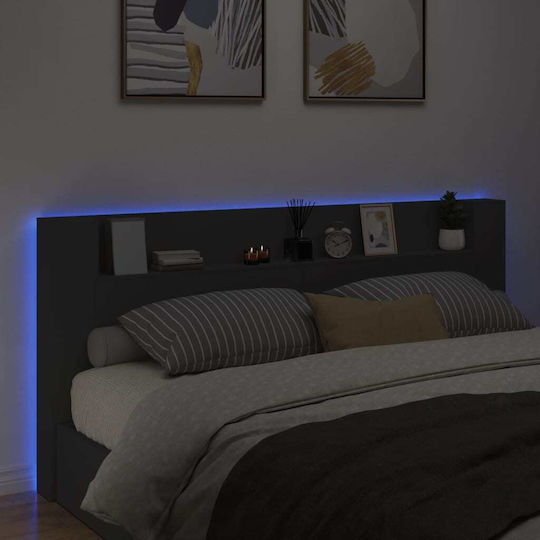 vidaXL Tăblie De Pat Din Lemn Neagră 220x103.5cm