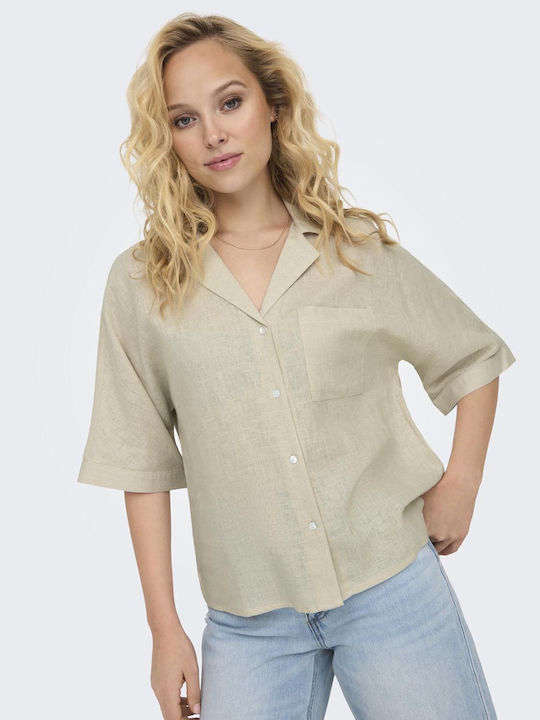 Mânecă lungă Femei In Cămașă Beige