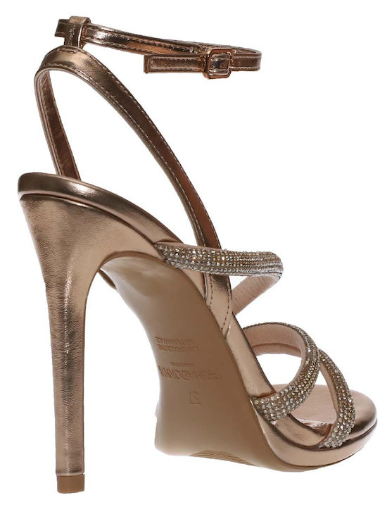 Sandalen mit Strass Copper