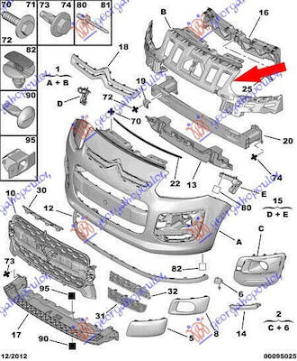 Front Bumper Reinforcement Plastic Citroen C3 Picasso 12-16 742259 1 pc