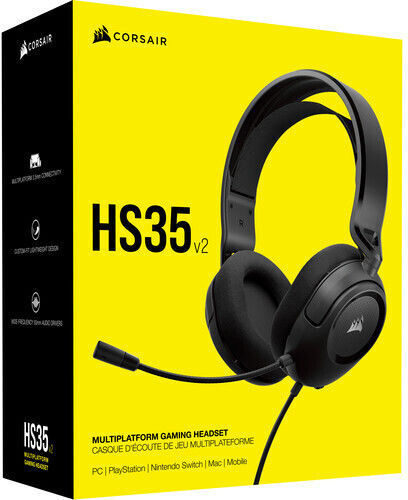 Corsair HS35 v2 Over Ear Gaming Headset με σύνδεση 3.5mm Carbon for PC / PS4 / XBOX