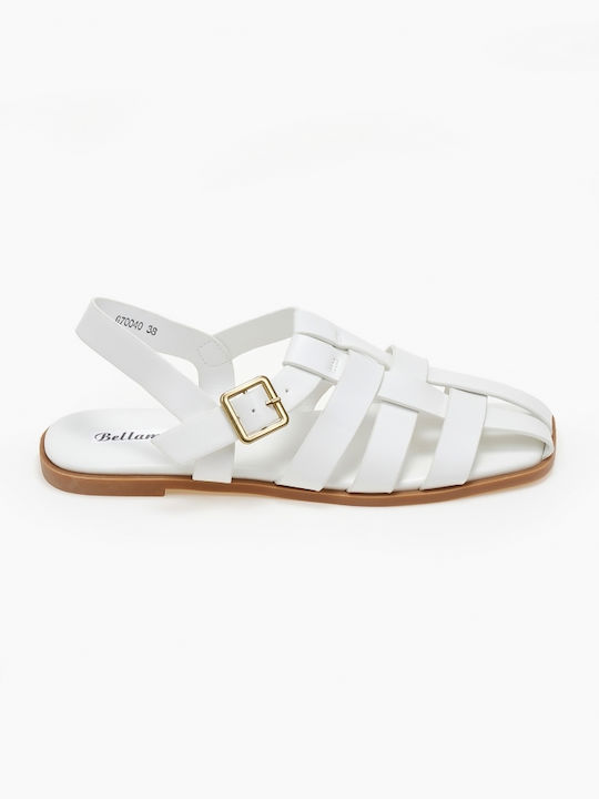 Flat Sandals Braided Straps White