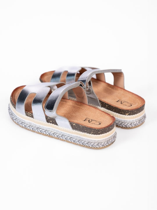 Flatform sandale Boho decorare argint