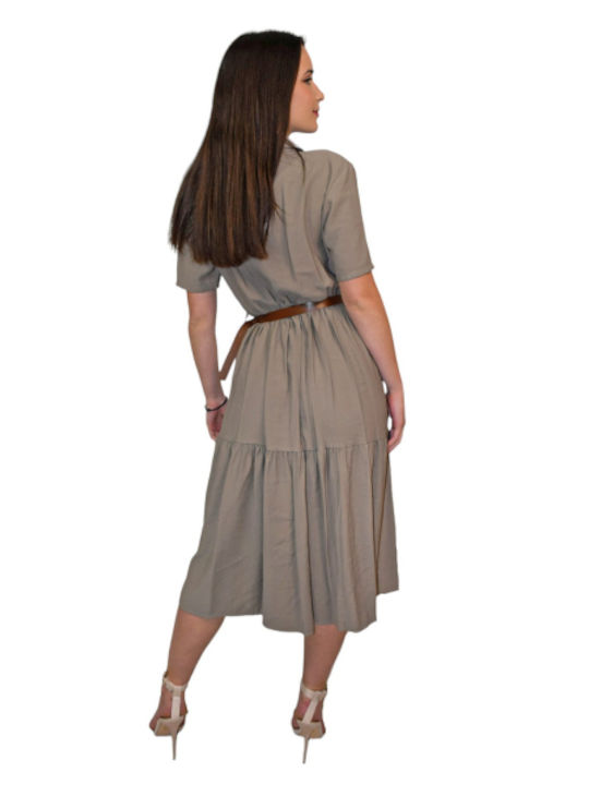 Morena Spain Midi Shirt Dress Dress Grey