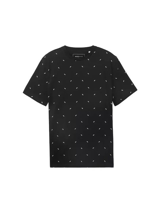 Tom Tailor Print Ανδρικό T-shirt Κοντομάνικο Black