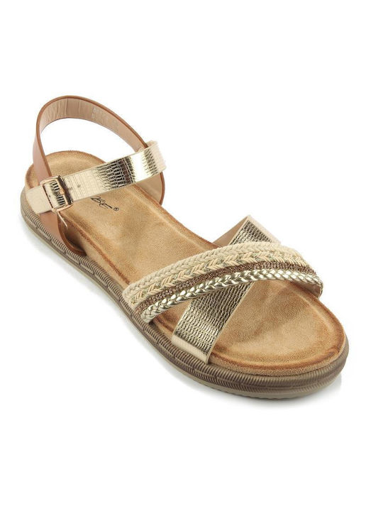 Fshoes Women's Flat Sandals in Gold Color