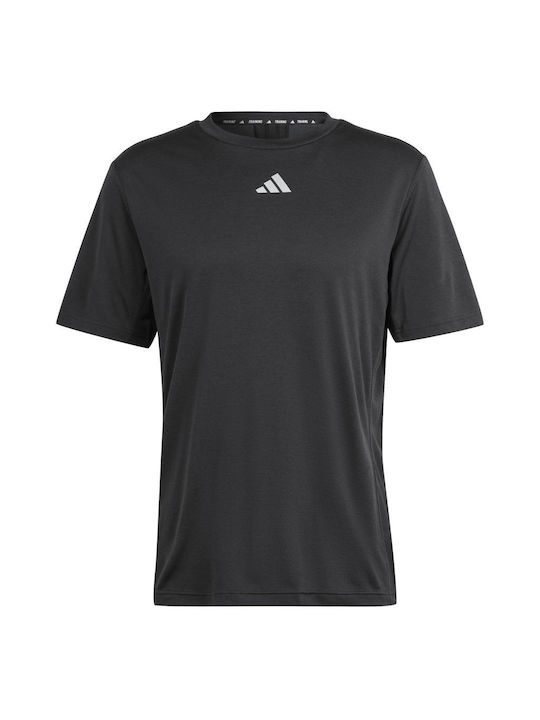 Adidas Hiit Workout 3-stripes T-shirt Bărbătesc cu Mânecă Scurtă Negru