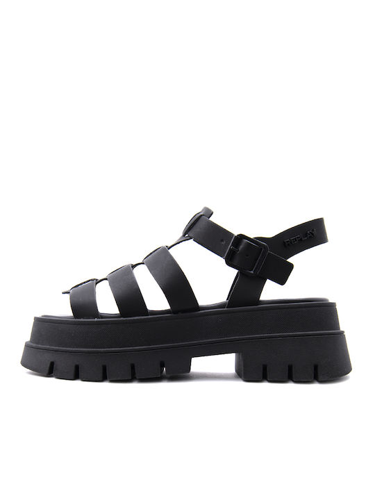 Replay Women's Flat Sandals in Black Color