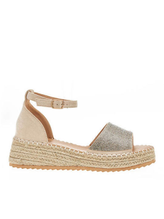 Flache Sandalen für Damen in Beige Farbe