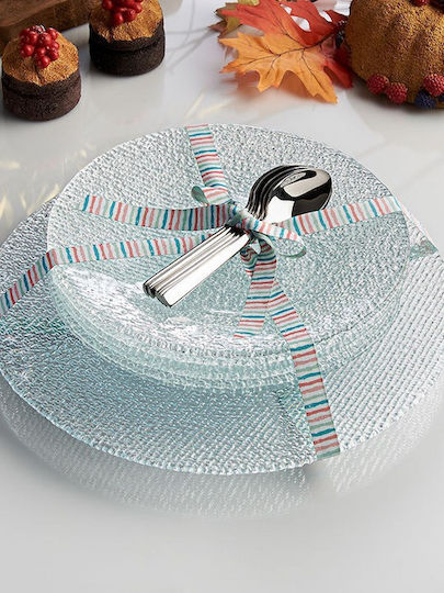 Cryspo Trio Cotton Plate Desert Glass Clear with Diameter 21cm 7pcs