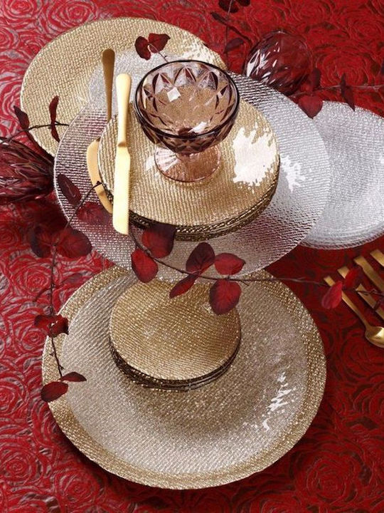Cryspo Trio Cotton Plate Desert Glass Clear with Diameter 21cm 7pcs