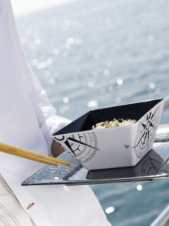 Marine Business Lombok Serving Plate Shallow Square Made of Melamine Black 25x25cm 6 Pieces