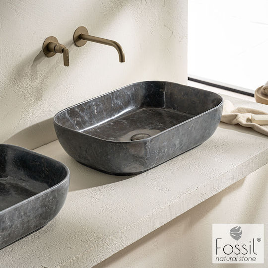 Fossil Επικαθήμενος Νιπτήρας Μαρμάρινος 56x39cm Grey