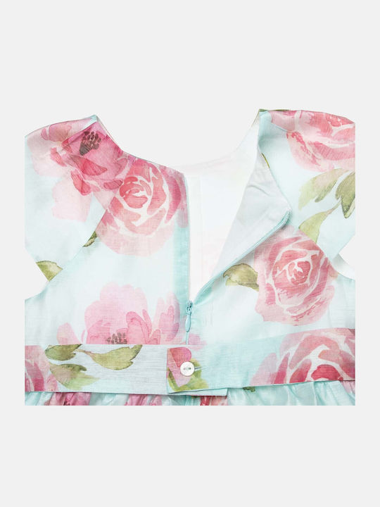 Kinderkleid Blumen Türkis