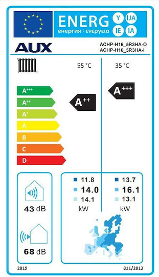 AUX Топлопомпа 16кВт Трифазен 55°C Сплит