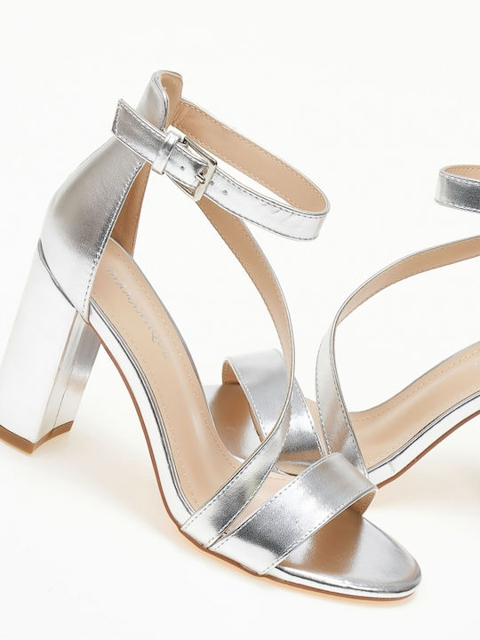 Issue Fashion Women's Sandals Silver with Chunky High Heel