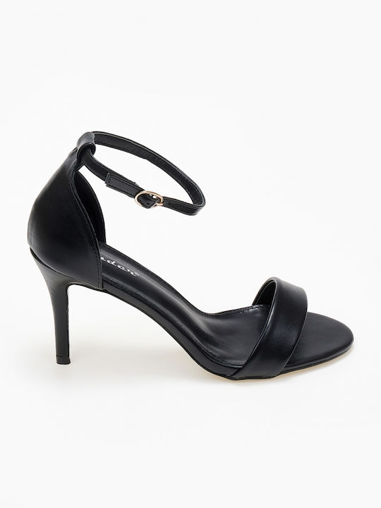 Issue Fashion Women's Sandals Black with Thin High Heel