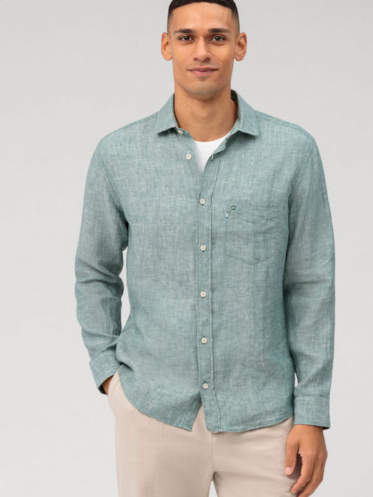 Casual Long-sleeved Linen Shirt Khaki