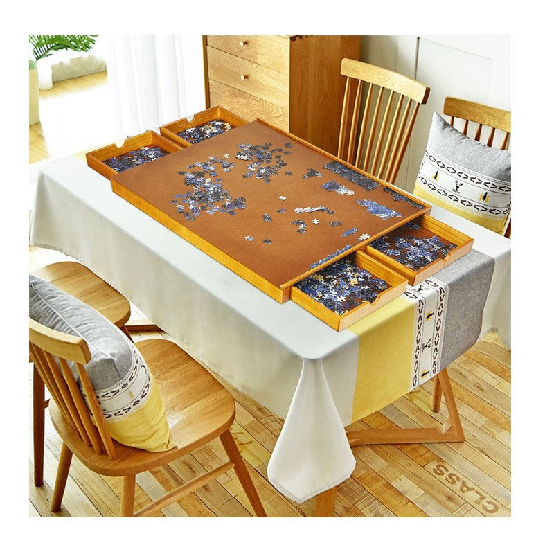 Masă de Puzzle din Lemn 1500 Piese 4 Sertare 80 X 65 X 7 Cm