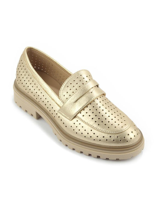 Fshoes Women's Loafers in Gold Color