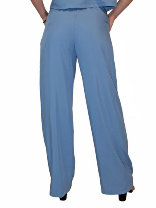 Morena Spain Women's Fabric Trousers in Regular Fit Light Blue