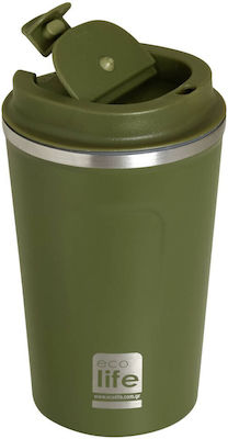 Ecolife Glass Thermos Stainless Steel BPA Free Green 370ml