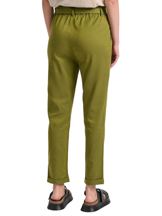 Funky Buddha Women's Fabric Trousers Green