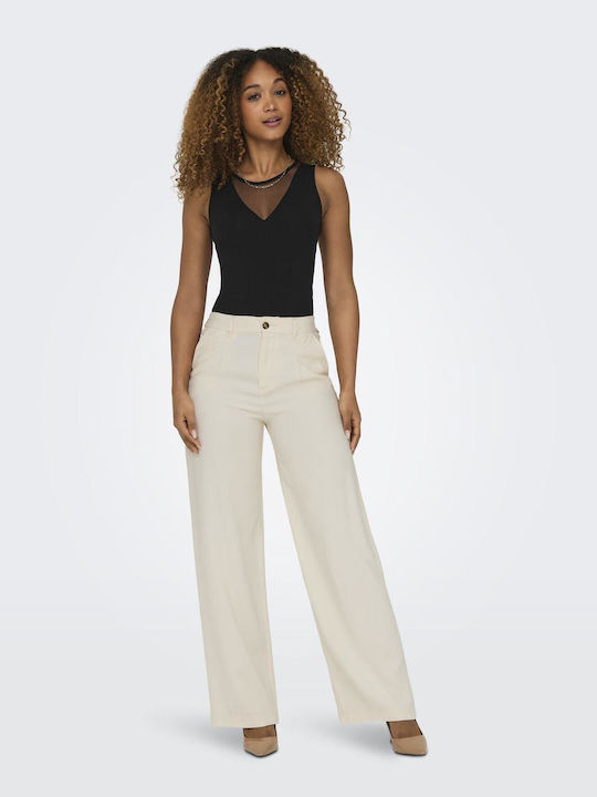 Only Women's Fabric Trousers Ecru