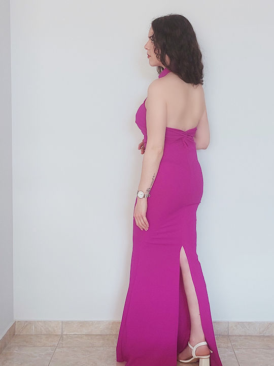 Fashion Vibes Maxi Kleid mit Schlitz Fuchsie