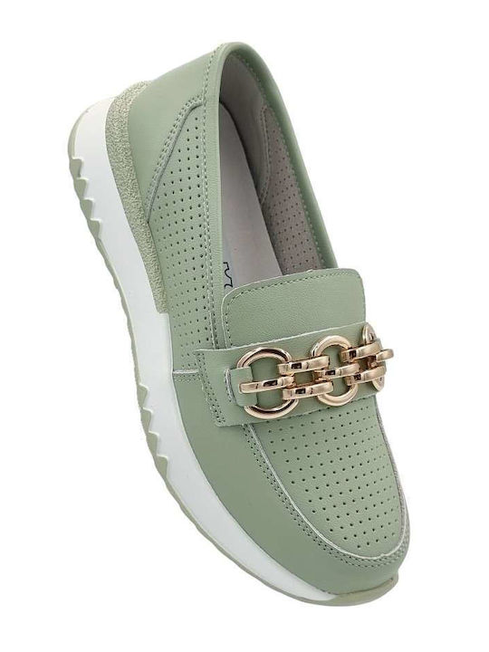 Γυναικεία Slip-On Δερμάτινα Πράσινα