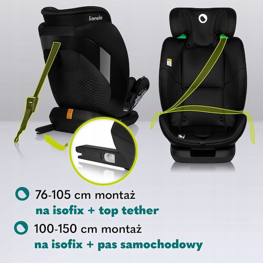 Lionelo Lavender Детско Столче за Кола i-Размер с Isofix Черен въглерод