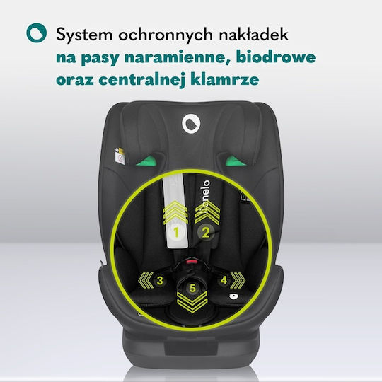 Lionelo Lavender Детско Столче за Кола i-Размер с Isofix Черен въглерод