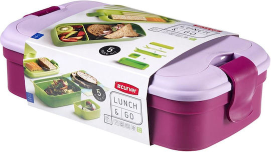 Food Box Casserole Plastic Airtight Cutlery Purple 1.3 L 23x13x7 Cm Curver