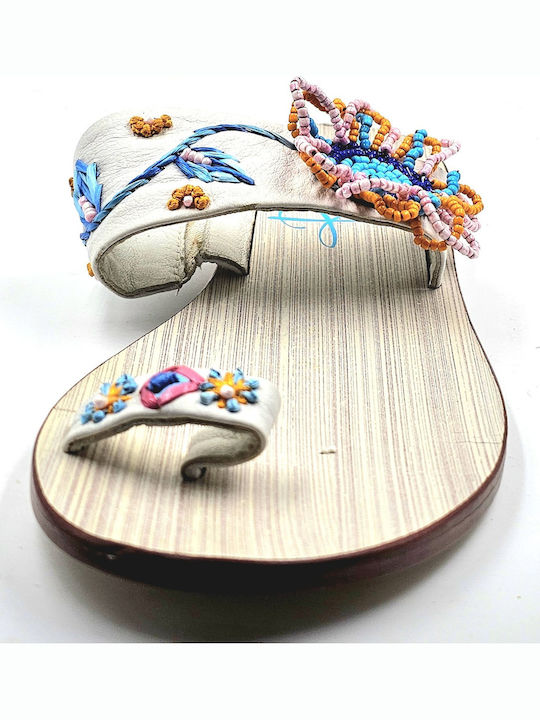 Roxy Qlwsl332/wht Bengal Ii Women's Sandals Leather Wooden Sole White Beige Brown Leather Sandals Beads