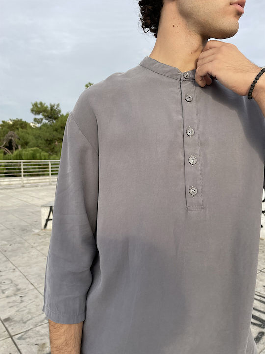 Tresor Men's Blouse with Buttons Gray