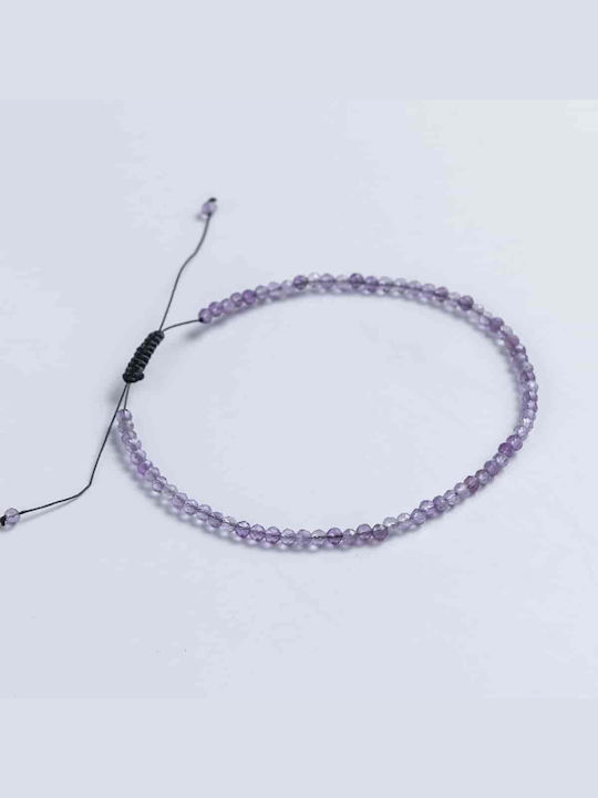 Handgefertigtes Cuoro-Armband Kleine Halbedelsteine Amethyste