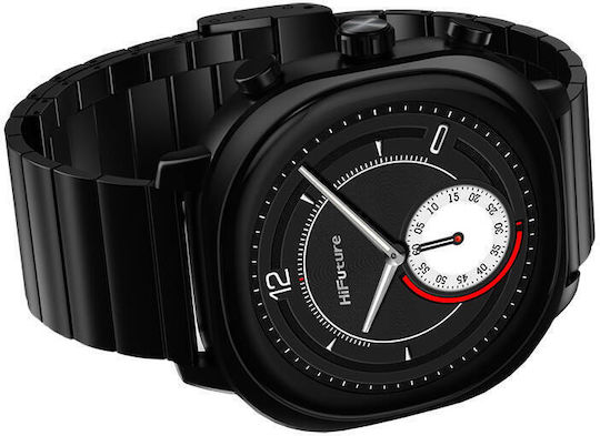 HiFuture AIX Stainless Steel Αδιάβροχο Smartwatch με Παλμογράφο (Μαύρο)